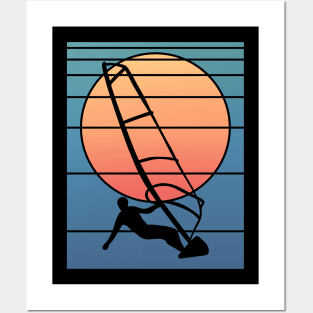 Retro Sunset Windsurfing Posters and Art